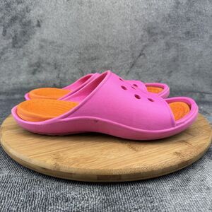 Crocs Foam Slide Sandals Shoes Womens Size 10 Pink Orange Comfort Pool Shower
